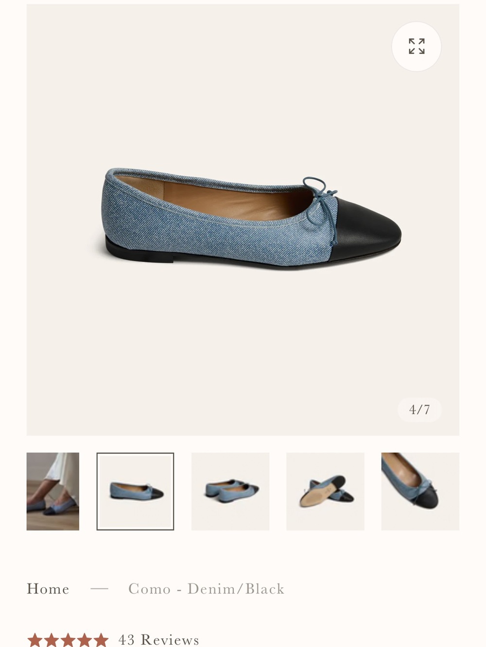 A. Soliani Como Denim/Black Ballet Flat